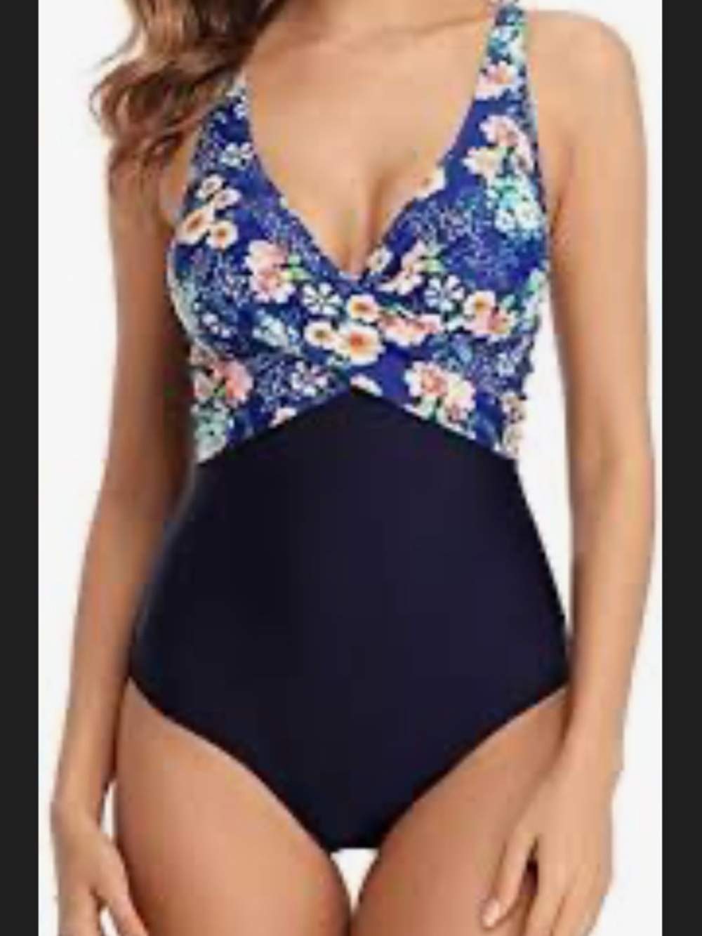 Floral Blue & Navy One-Piece Swimsuit